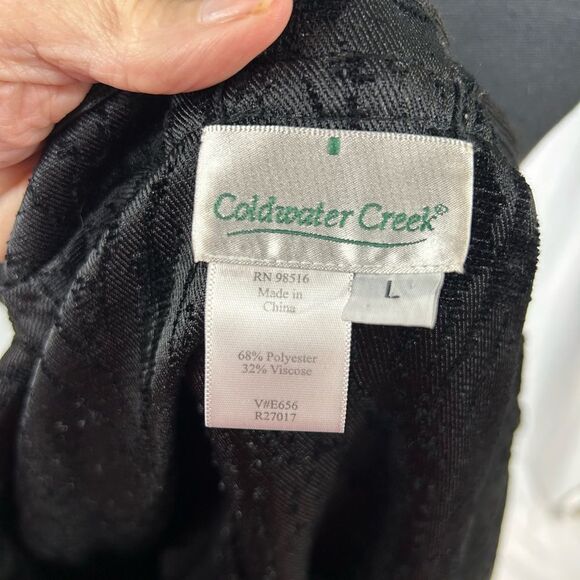 Coldwater Creek size Large Elegant Black Jacket brocade print reversible silver - Picture 10 of 12